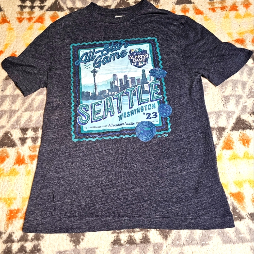 Seattle MLB All Star Game 2023 Majestic Gray Short Sleeve T-Shirt Medium Size M